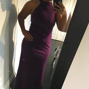 Aubergine High Neck Maxi Dress
